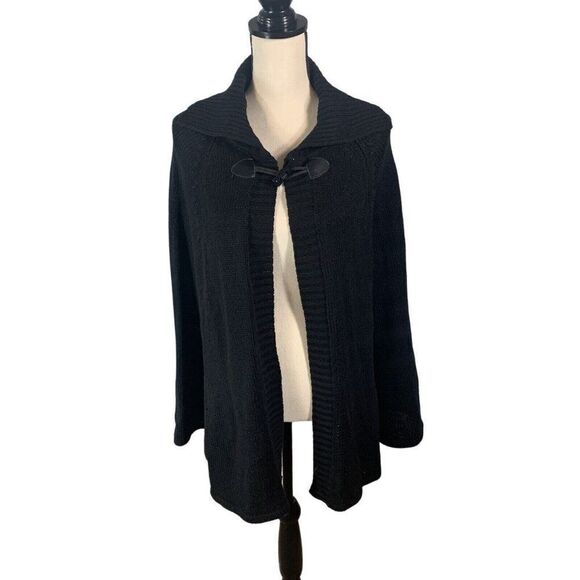 BRAND NEW New York & Company Black Sweater Cape Poncho OS Acrylic Retro Swing - Picture 1 of 12